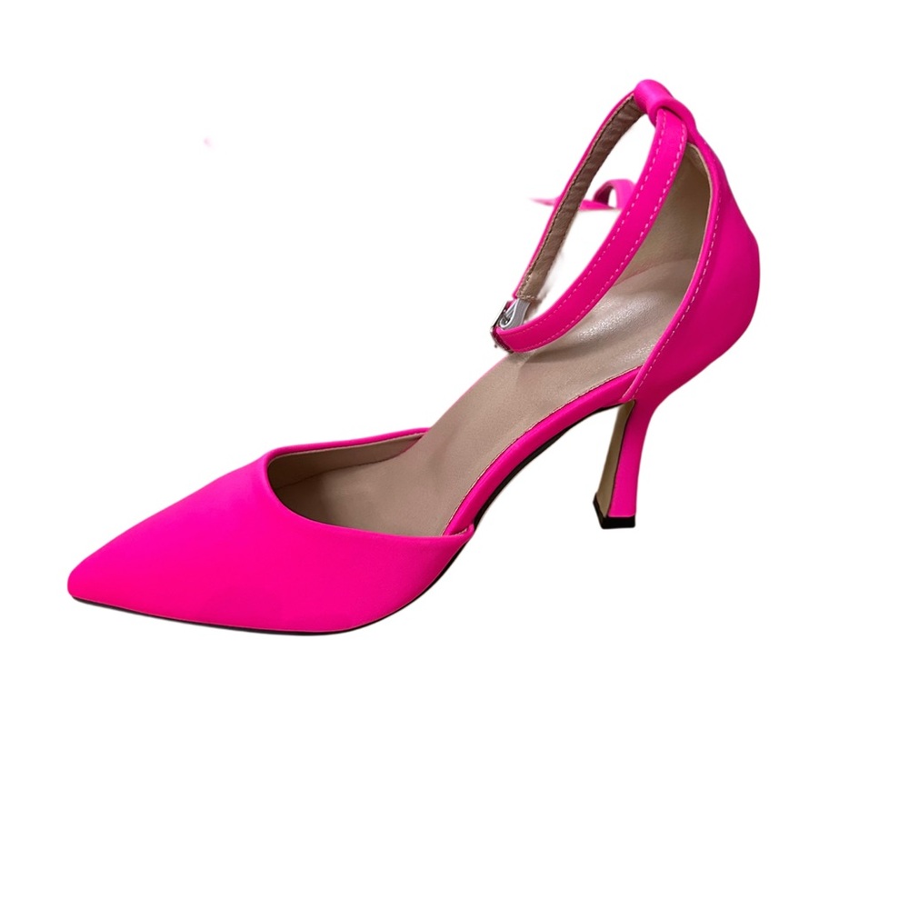 Elegant Pink Heels with Ankle Strap and D'Orsay Design